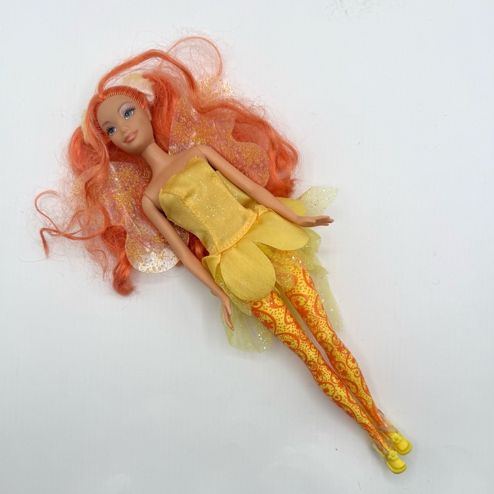 2004 Mattel Barbie Fairytopia Dandelion Orange and Yellow Fairy Doll With Shoes